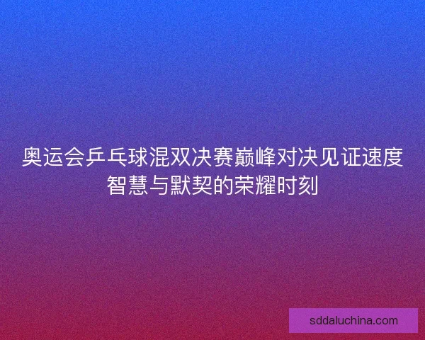 奥运会乒乓球混双决赛巅峰对决见证速度智慧与默契的荣耀时刻