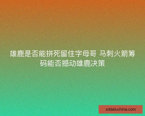雄鹿是否能拼死留住字母哥 马刺火箭筹码能否撼动雄鹿决策 雄鹿是否能拼死留住字母哥 马刺火箭筹码能否撼动雄鹿决策